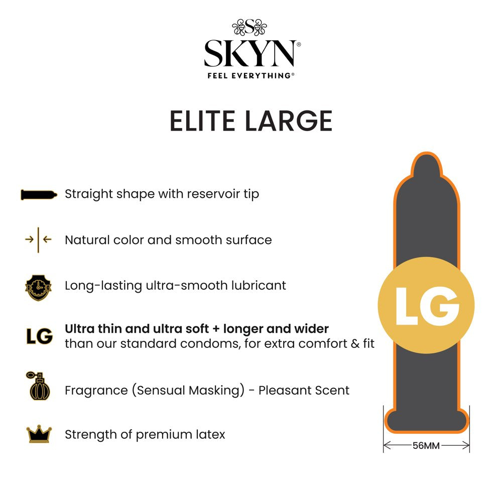 Elite Large Lubricated Non-Latex Condoms, 12 Count