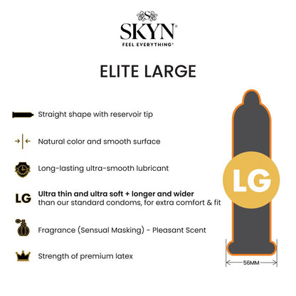 Elite Large Lubricated Non-Latex Condoms, 12 Count