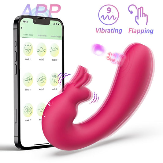 Vibrator Vibrators Thumping Rabbit Vibrators, 3 in 1 Adult Sex Toys for Women Couple, App Remote Control Tapping Stimulator Vibrator with 9 Vibration & Flapping Modes