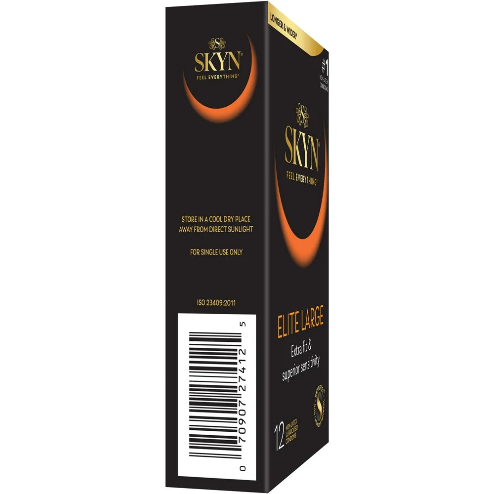 Elite Large Lubricated Non-Latex Condoms, 12 Count