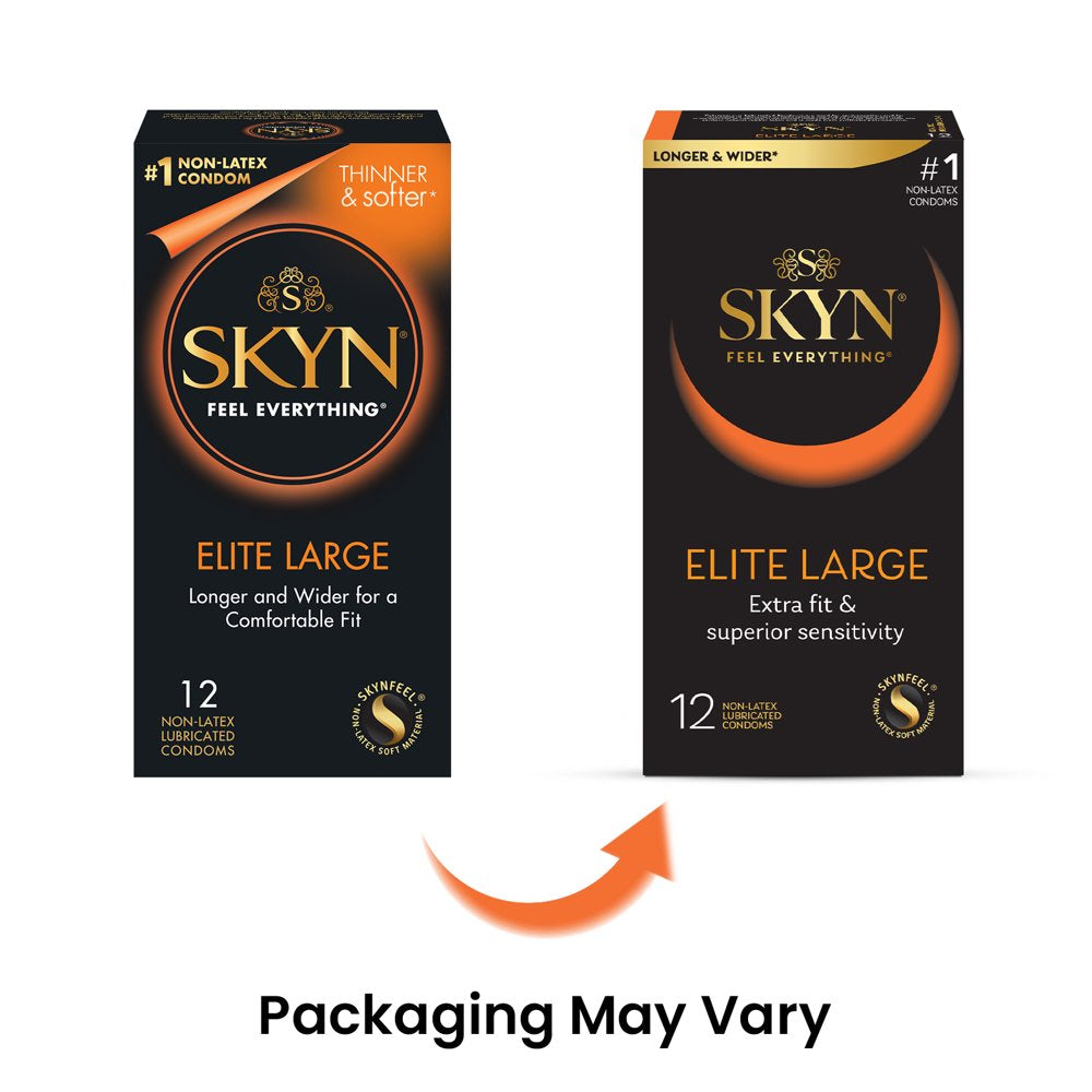 Elite Large Lubricated Non-Latex Condoms, 12 Count