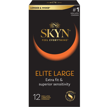 Elite Large Lubricated Non-Latex Condoms, 12 Count