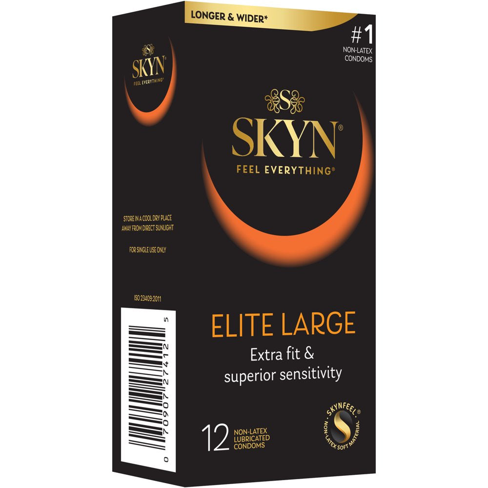 Elite Large Lubricated Non-Latex Condoms, 12 Count